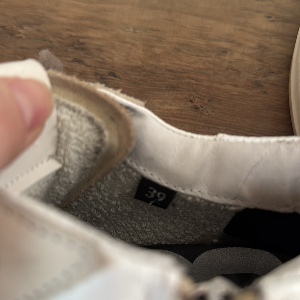 P448 Mid Top side zipper White Perforated High-Top Sneakers with Brown Laces - Picture 9 of 12